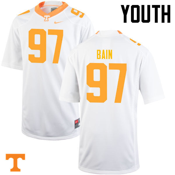 Youth #97 Paul Bain Tennessee Volunteers College Football Jerseys-White